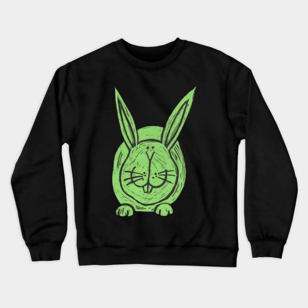 Rabbit, A big, green rabbit! Crewneck Sweatshirt by krisevansart